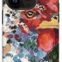 Colorful rooster painting phone case.