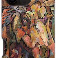 Colorful painted moose phone case.