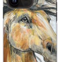 Abstract painting of a horse's head.