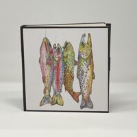 Framed watercolor of colorful hanging fish