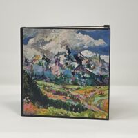 Colorful abstract mountain landscape painting on box