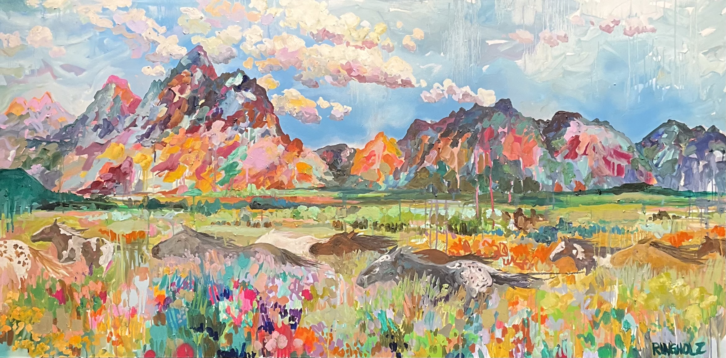 Vibrant landscape with colorful mountains